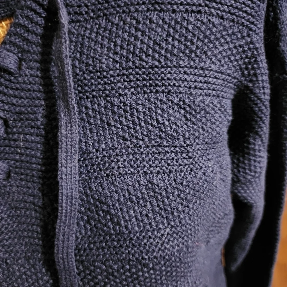 Old Navy Lace Up Front Neckline Blue Sweater Women's XS Textured Knit Stripes